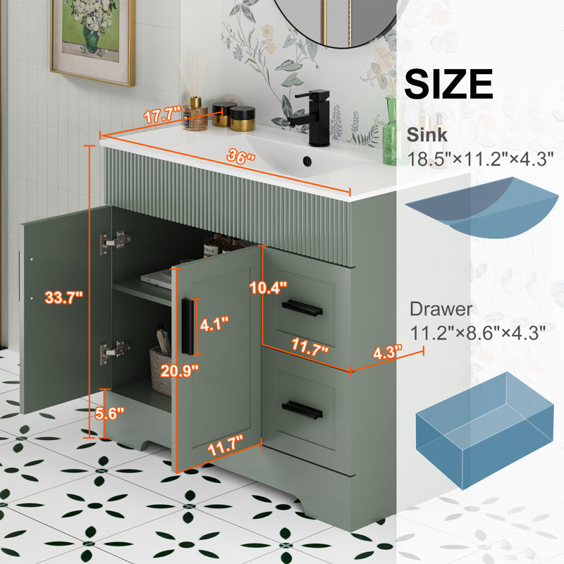 Wade Logan® Breonica 36'' Mid-Century Modern Single Bathroom Wade Logan® Breonica 36'' Mid-Century Modern Single Bathroom